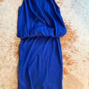 Royal Blue Sleeveless dress with Draped Bodice